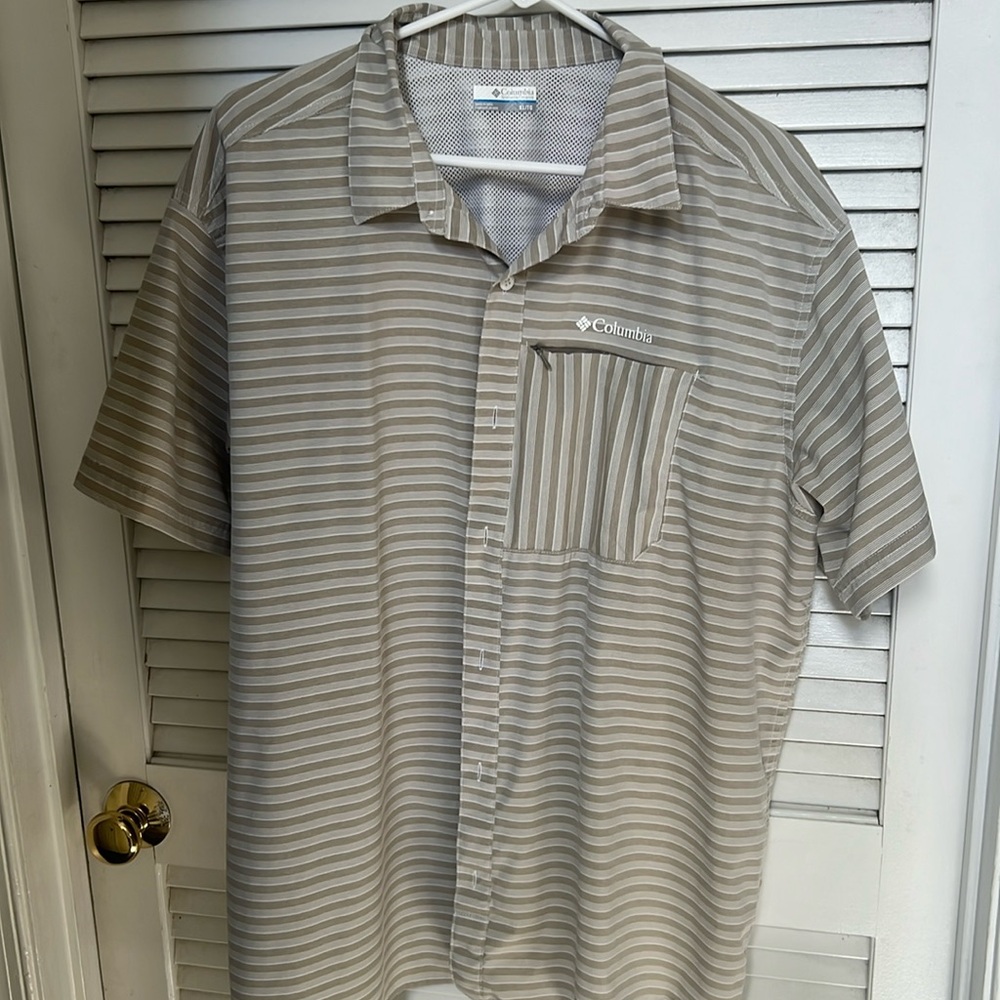Extra large, gray striped Columbia button-down shirt